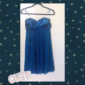 Blue Midi Ruffle Dress